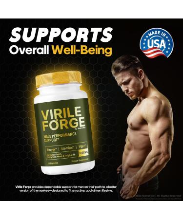 (3 Pack) Virile Forge for Men - Original and Comprehensive Formula with Powerful Blend for Performance Lasting Stamina and Energy Premium Easy-to-Swallow VirileForge Male Pills (180 Capsules) - Buy Online on GoSupps.com