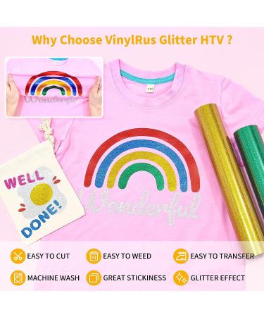 VinylRus Glitter Heat Transfer Vinyl Rolls - Red Iron on Vinyl - 10 x 8ft - Ideal for Shirts - Compatible with All Cutter Machines - Buy Online on GoSupps.com