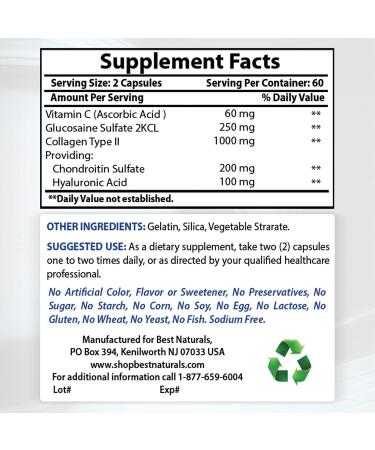 Best Naturals Hyaluronic Acid 100mg Capsules - 120 Count - Joint Support & Skin Health - Buy Online on GoSupps.com