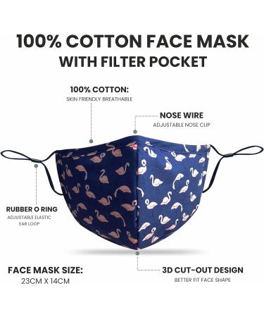 Face Masks with Nose Wire Washable UK Women 3 Layers 100% Cotton Face Masks for Glasses Wearers | Reusable | Breathable | Filter Pocket | Adjustable air loops (2 x Masks) (Floral - O) - Buy Online on GoSupps.com