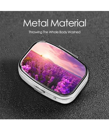 Lavender Printing Small Pill Case - Cute 2 Compartment Travel Pill Organizer for Purse & Pocket Gifts - Buy Online on GoSupps.com