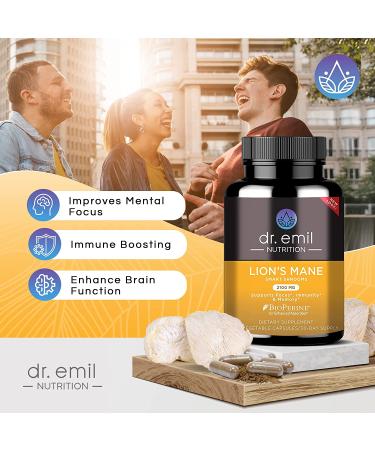 Dr. Emil Organic Lion's Mane Mushroom Capsules - 90 Count for Cognitive Support - Buy Online on GoSupps.com