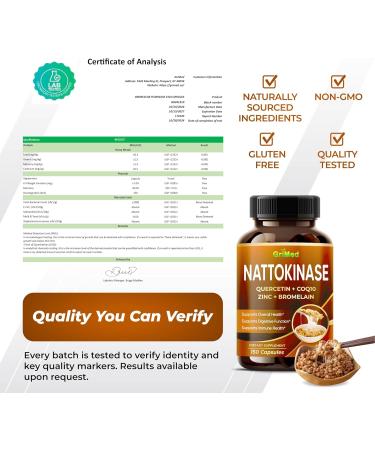 GriMed Nattokinase Capsules with Quercetin CoQ10 Zinc & Bromelain Dietary Supplement 150 Capsules - Buy Online on GoSupps.com