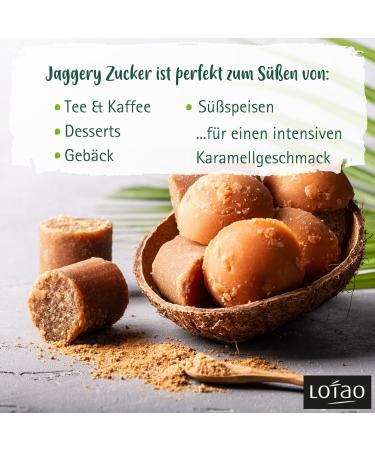 Lotao Cane Brown Bio Jaggery Kiss (300g) - Unrefined Brown Sugar for Tea Coffee Baking & Cocktails | Organic Sugar Cane Ayurveda - Buy Online on GoSupps.com