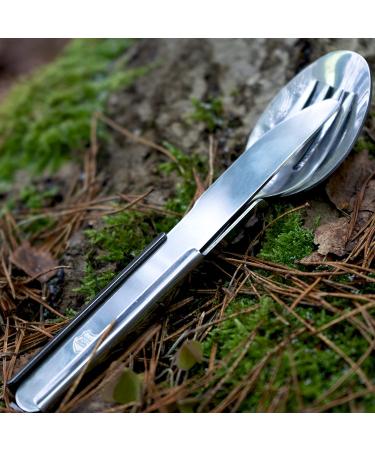 Hungarian Army Cutlery Set - 4 Piece Military Eating Utensils Kit | Stainless Steel Multi-Tool with Can Opener | Camping Flatware Set - Buy Online on GoSupps.com