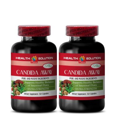 Natural Detox Pills - Candida Away Plus - Candida Quick Cleanse - Candida Support - Candida Support Capsules - Candida Cleanse Extra Strength - Candida Overgrowth - 2 Bottles 120 Capsules
