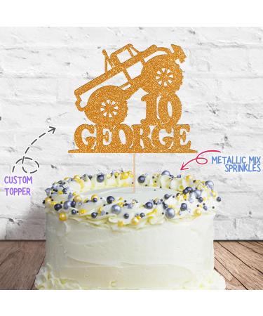 Cakeshop Cake Decoration Pack | Monster Truck Theme Premium Double Sided Glitter Card Cake Topper & 25g Party Pack of Cake Sugar Sprinkles | Custom Name & Age Cake Decorations (Orange) Non-Prime Glitter Card: Orange - Buy Online on GoSupps.com