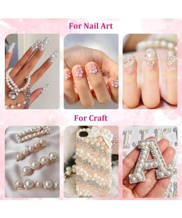 2700 Pcs Flat Back Pearls Kit - White & Beige Half Round Pearls with Pickup Tool for Nail Art, Face Makeup, and Crafts - Buy Online on GoSupps.com