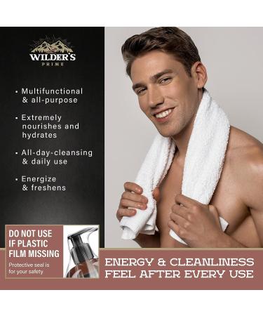 Wilder's Prime Men's Body Wash with Tea Tree Oil, Sandalwood & Vitamin B5 - 3-in-1 Shower Gel for Body, Hair & Face - 32 oz - Made in USA - Buy Online on GoSupps.com