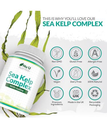 Sea Kelp Tablets 2000mg - 365 Vegan Tablets - High Strength Iodine Supplement for Thyroid Support - Non GMO - Natural Source from Wild Harvested Seaweed - Buy Online on GoSupps.com