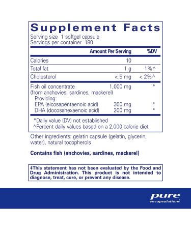 Pure Encapsulations EPA/DHA Essentials | Fish Oil Supplement for Cardiovascular Health | 180 Softgels - Buy Online on GoSupps.com