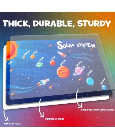 Hapinest 6 Pack Reusable Non Slip Educational Placemats for Toddlers and Kids - Fun & Functional Learning Mats - Buy Online on GoSupps.com