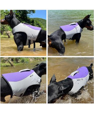 Sport Style Dog Life Jacket | Buoyant Safety Vest w/ Rescue Handle for Small, Medium & Large Dogs - Purple XL (Bust 32-36) - Buy Online on GoSupps.com