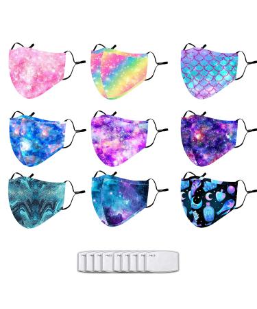 Cloth Face Cover Washable Reusable for Women - Cotton Face Mask Covering with Nose Wire (Xk1,universe, Galaxy)1 A Universe, Galaxy