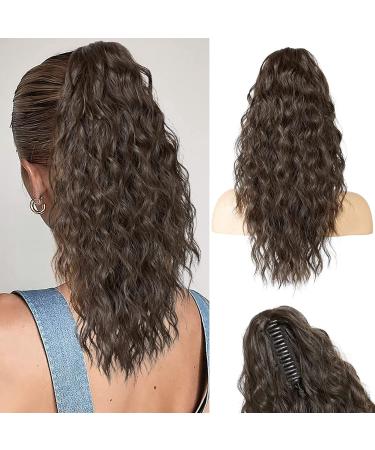 PORSMEER Ponytail Extension Claw Clip Ponytail Hair Extensions Dark Brown Natural Looking Long Curly Wavy Multi Layered Fluffy Synthetic Hairpiece for Women Daily Wear or Party 18inch - Buy Online on GoSupps.com