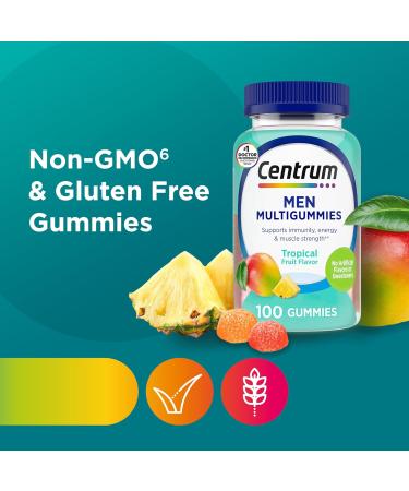 Centrum Men's Multivitamin Gummies Immune Energy Healthy Appearance Support 100 Count 50 Day Supply Vitamin Fruit 100 Count (Pack of 1) - Buy Online on GoSupps.com