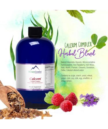 Calcom Calcium Complex Calcium Magnesium Amino Acid & Herbal Blend - Alcohol-Free Oral Calcium Drops - Liquid Calcium Supplement for Bones and Teeth Vegan Mineral Liquid 16 Oz - Buy Online on GoSupps.com