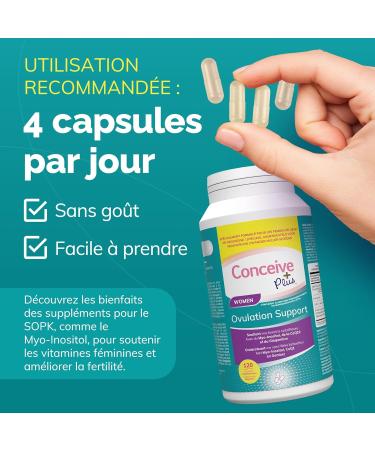 Conceive Plus Woman Support For Ovulation - Improves Ovarian Health & Hormonal Balance - Fertility With Myo-inositol Folic Acid Rooster 10 & Ginger - Supplement For Sopk - 120 Capsules - Buy Online on GoSupps.com