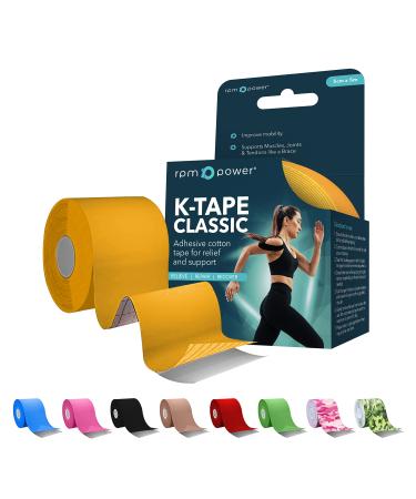 RPM Power Kinesiology Tape (5 Metres) - Sports Tape Latex Free Water Resistant Tape for Muscles & Joints - Perfect for Sports Muscle Aches & Rehabilitation (Single Box Yellow) Single Box Yellow