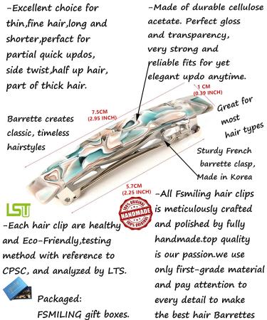 3 Pcs Tortoise Cellulose Acetate Hair Barrettes - Pink & Pastel Marble French Clips - Buy Online on GoSupps.com