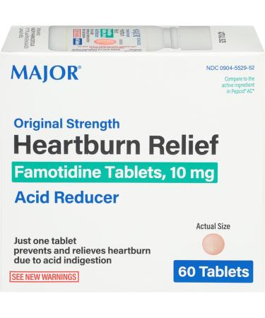 Major Original Strength Heartburn Relief - Famotidine Tablets, 10 mg - Acid Reducer - 60 Tablets