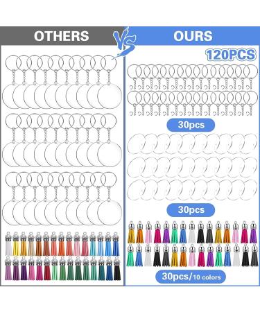 BigOtters Acrylic Keychain Blanks - 120PCS Clear Keychains with Rings and Tassels for DIY Vinyl Crafting - Buy Online on GoSupps.com