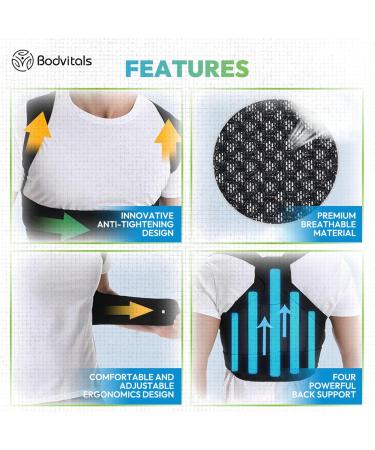 Back Brace Posture Corrector | Adjustable Lumbar Support & Lightweight Full Back Supporter for Men & Women - Black Size S - Buy Online on GoSupps.com