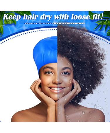 6 Pack Extra Large Silicone Swim Cap for Long Hair, Braids, Dreadlocks - Waterproof Bathing Cap for Men and Women - Black Blue - Buy Online on GoSupps.com