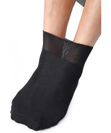 Polawind Men's Diabetic Socks 6 Pair Pack - Size 10-13 Wide, Loose Top, Ankle Socks for Edema & Neuropathy - Non-Binding, Extra Wide Diabetes Sock - Black - Buy Online on GoSupps.com
