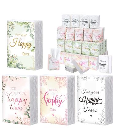 100 Pack Wedding Tissues Packs for Guests Dry Those Happy Tears Facial Tissues 3 Ply for Your Happy Tears Tissues Bulk Individually Travel Size Tissues for Wedding Travel Daily Use Wipes (For Tears)