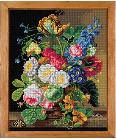 Duftin KFT Floral Needlepoint Kit - DIY Still Life Art by Christiaan Van Pol - Cotton Canvas, Embroidery Floss, Needle, Instructions Included - Buy Online on GoSupps.com