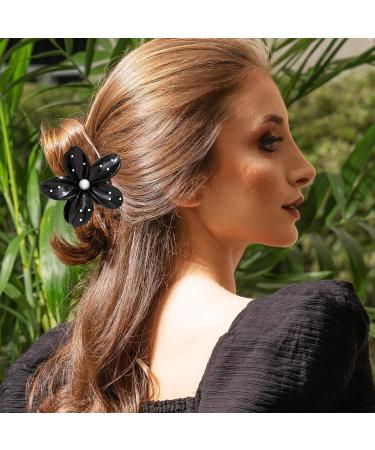 Shakven Flower Claw Clips For Hair - Seaside Holiday Flower Hairpin Seaside Holiday Hair Clip Headwear Spotted Design Claw Clip For Teen Girls Black - Buy Online on GoSupps.com