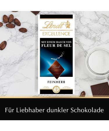 Lindt Excellence Dark Chocolate with Sea Salt - Intense Cocoa Flavor 100g | Premium International Shipping - Buy Online on GoSupps.com