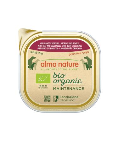 Almo Nature - Bio Organic - Wet Food for Dogs with Beef and Vegetables - Organic Pâté for Adult Dogs: 9 trays of 300g