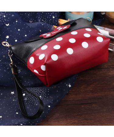Yiwoo Cute Black Leather Makeup Bag - Travel Handbag with Zipper | Stylish Purse for Cosmetics - Buy Online on GoSupps.com
