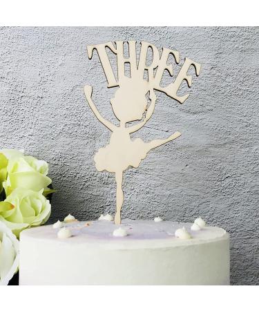 Personalised Cake Toppers Cake Decorations Ballet Girl Cake Toppers Exquisite Three Birthday Cake Decorations Baby Shower Party Dessert Decor Supplies (Color : Wood4) (Color : Wood3) (Color : Wood1) - Buy Online on GoSupps.com