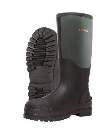 HISEA Men's Work Boots Neoprene Rubber Rain Boots Insulated Outsole 6 Grey
