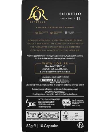 L'Or Espresso Caf - 200 Capsules Ristretto Intensity 11 - compatible with Nespresso * (pack of 20 x 10) - Buy Online on GoSupps.com