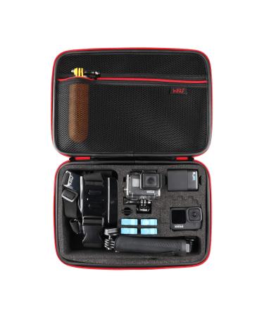 HSU carrier bag bag for action cameras storage bag for hero 12/10/9/8/7/6/5/4/3/accessories (L black/red) L - large size red - Buy Online on GoSupps.com