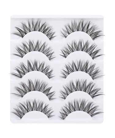 Lanflower Cat Eye False Eyelashes - Natural Look, Clear Band, 5 Pairs, 14MM Wispy Tapered Ends - Buy Online on GoSupps.com