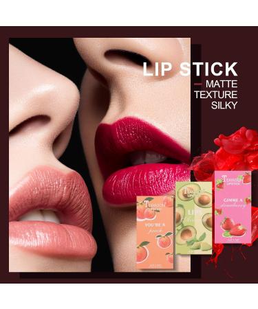 Mimore 3-Piece Matte Lipstick Set - Fruit Taste Waterproof Durable & Portable Makeup Kit - Buy Online on GoSupps.com