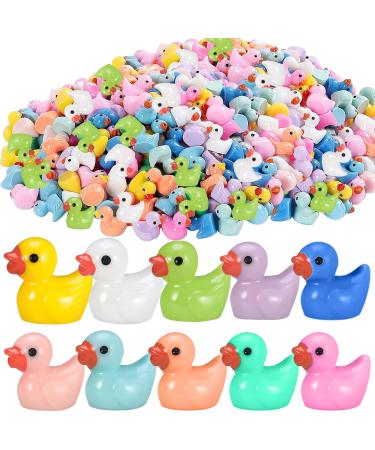 Movstriker 100Pcs Mini Resin Ducks Realistic Shape Tiny Ducks 10 Color Cute Miniature Toy Baby Bath Time Toys Mini Rubber Ducks Ornaments for Garden Landscape Dollhouse DIY Fairy Crafts Decorations 100Pcs-10 Colors