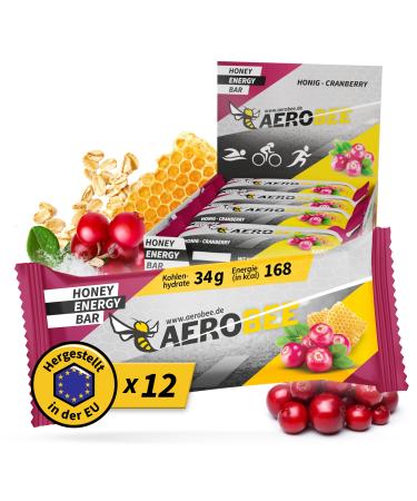 Aerobee energy bar - unique power bar made of honey & cranberry 12x50g - oat bar without sugar of ideal endurance & energy bars hiking food or meal replacement bar for the office honey & cranberry (12 pieces) - Buy Online on GoSupps.com