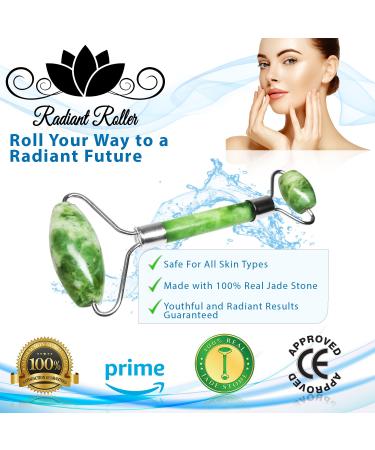 Premium Quality Anti Aging Jade Roller - 100% Natural Real Jade Stone Facial Massager for Skin Rejuvenation & Slimming Therapy - Buy Online on GoSupps.com