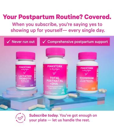 Pink Stork Total Postnatal Vitamins for Women and Magnesium Glycinate for Women - Postpartum Essentials for Mood Support - Buy Online on GoSupps.com