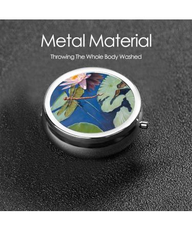 Dragonfly Painting Round Pill Box | 3 Compartment Portable Travel Medicine Organizer - Decorative Mini Purse for Vitamins & Tablets - Buy Online on GoSupps.com