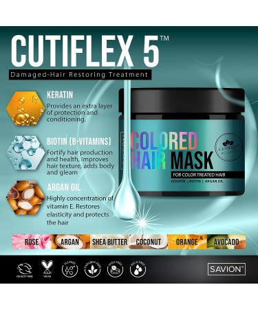 Savion Color Safe Hair Mask - Repair & Nourish Damaged Hair - with Keratin, Biotin, Collagen & Oils - Made in USA - Buy Online on GoSupps.com