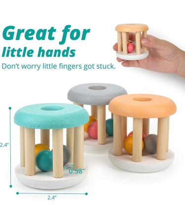 DUCKBOXX XX Wooden Rattle Rollers for Babies 0m-2yrs - White Base (3pcs) - Buy Online on GoSupps.com