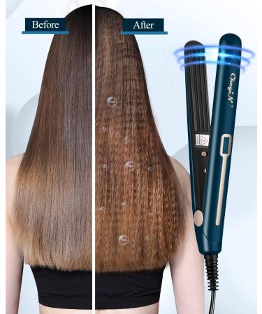 CkeyiN Hair Crimping Iron - Professional Mini Crimper for Fluffy Hairstyles 356 Constant Temperature Anti-Static Perfect for Waves & Curls - All Hair Types - Emerald - Buy Online on GoSupps.com