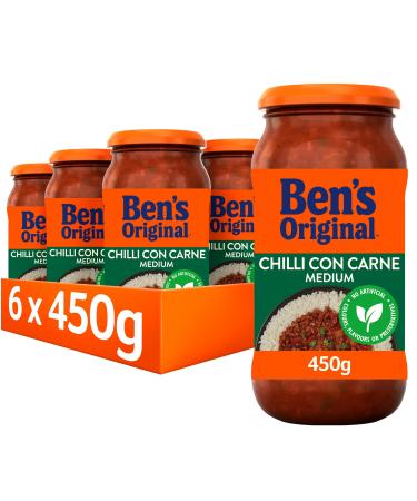 Ben's Original Medium Chilli con Carne Sauce Pasta Sauce Jar Bulk Multipack 6 x 450g - Buy Online on GoSupps.com